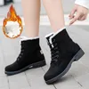 Boots Snow Women Chunky Shoes Lace-Up Woman Fur Platform Ankle Plus Size Fashion Botas Mujer Winter Footwear