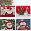 Nouveau tissu en tricot Santa Snowman Placemat Doltoon Doll Isolation Pad-Border GCB16331