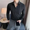 Mäns avslappnade skjortor Högkvalitativa män 2022 Spring Slim Fit Business Formell klänningskjorta Office Social Party Tuxedo Blus Camisa