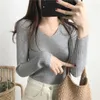 Women's Sweaters WYWMY Spring Autumn Women&#39;s Knitted Slim V-Neck Oversized Soft Long Sleeve Knit Jumper Stretch Tight Knitwear