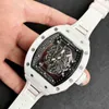 豪華なメンズメカニクスウォッチ腕時計ワインバレルレジャービジネスウォッチRM055完全自動機械式ホワイトセラミックメンN7TM