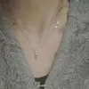 قلادة قلادة جديدة 925 Sterling Sier Gold Color Simple Green Zircon Choker Pendants Girl for Gift Fine Association NK143 AL Smtuc