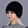 BeanieSkull Caps hiver femmes chapeaux de fourrure de vison naturel réel bonnet tricoté à la mode dames moelleuses véritable bonnet femme casquettes noires 221013