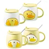 Mugs Simple Refueling Duck Animal Ceramic Water Cup Cute Cartoon Spoon Mug With Lid Creative Student Couple Coffee