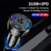 USB Typec PD 20W billaddare 4 portar Dual Auto snabb snabb laddning för mobiltelefon Bil Portable Accessories9102037