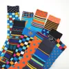 Herrensocken, 10 Paar/Packung, lustiges Kleid, Fantasie, Rautenstreifen, Wellenpunktmuster, bunt, lustig, Neuheit, Kunst, Happy Crew