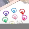 Cluster Rings Cute Colorful Butterfly Fruits Shape Polymer Clay For Women Girls Transparent Color Seed Beaded Elastic Finger Ring Set