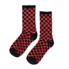 Men's Socks 3 Color Men Women Geometric Checkered Cotton Streetwear Hip Hop Checkerboard Sock Harajuku Unisex Comfortable Soft Sox