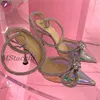 Sapatos sociais Glitter Strass Women Pumps Cristal Bowknot Satin Sandals Summer Transparent Shoes High Salto High Party Prom Designer Shoes 221014