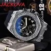 Kvalitetsherrboende tittar på klassisk design Diamond Iced Out Watch Quartz Movement Men Sport Wristwatch Presentklocka Shinning Stopwatch Timer