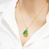 Bling imitation jade blomma hänge halsband 24k real guld pläterade smycken kvinnor julklapp