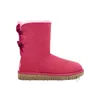 Botas de grife feminino botas clássicas austrália bota de neve tornozelo mini pêlo de arco curto para inverno preto castanha arco de luxuris size