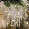 Decorazioni natalizie 12pc 13cm Simulazione Ghiaccio Albero di Natale Appeso Ornamento Ghiacciolo finto Prop per decorazione Striscia trasparente