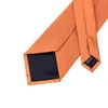 Bow Ties Hi-Tie Fashion Orange Solid Large Men's Tie Set Luxury Silk Wedding For Men Design Hanky ​​Cufflinks Quality Slips