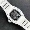 豪華なメンズメカニクスウォッチ腕時計ワインバレルレジャービジネスウォッチRM055完全自動機械rホワイトセラミックメンN7TM