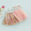 女の子のドレス幼児の女の子のノースリーレスAラインドレス夏の赤ちゃんタイプスパゲッティストラップスタープリント二重層裾スイートプリンセス
