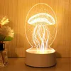 Night Lights 3D Stereo Illusion Light Creative Cartoon Mini Warm Acrylic Led Table Desk Lamp Moon Dinosaur Decoration