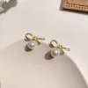 Stud Earrings Colorful L Sweet 925 Sterling Silver Bowknot Resin Pearl Alloy Material For Woman Student Girlfriend Jewelry