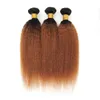 1B 30 OMBRE HUMAN HARON 브라질 KINKY 직선 인도 처녀 머리 wefts Yirubeauty 2 톤 색상 8-34inch