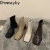 Stivali 2022 Autunno donna caviglia moda punta quadrata pantofola da donna tacco alto scarpe invernali