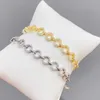 Braccialetti con ciondoli Squisito lussuoso braccialetto in oro 18 carati placcato in zirconi lucidi gioielli con bracciale in stile europeo affascinanti donne di fascia alta accessori per bracciali