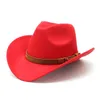 Beanie / Skull Caps Cappello da cowboy da uomo Accessori per testa di mucca occidentale Tesa larga Feltro Fedora Cowgirl Outdoor Panama Cavaliere in pelle per le donne T221013