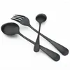 Sin sets 6 personen Mat Black bestek set roestvrijstalen steak messen vorken lepel diner flatware feestje keuken servies