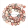 Other See Pic Natural Stone Chrysanthemum Charm Round Loose Beads For Jewelry Making Needlework Bracelet Diy Strand 4/6/8/10/12 Mmsee Dhee6