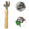 Can Opener Manual Beer Bottle Opener Lid Remover Utensil Stainless Steel Multifunctional Kitchen Accessories with Wooden Handle LX5190