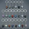 Mini Cabelo de lagosta da est￡tua Mini an￩is -chave naturais Charms esculpidos Keychains Curadores Chaceiros de cristal para mulheres homens