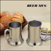 Mugs New 16 Ounce Double Wall Stainless Steel Tankard Beer Mug Cocktail Breakfast Tea Milk Mugs With Handgrip Coffee Cup Bar Tools Dr Dhrwo