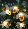 Guirlande lumineuse solaire 20LED extérieur étanche Simulation miel abeilles décor pour jardin décorations de noël blanc chaud