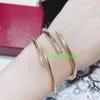 Classic Bangles Designer Gold Silver Nail Bracelet Titanium Steel Chew Bangle Nlay Diamond Bracelets Womens Mens Love Jewe3876023