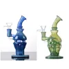 Faberge Fab Egghookahs Heady Glass Bong Showerhead Perc Percolator Bong 14.5mm女性ジョイントオイルダブリグ水道緑色