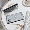 Luxury Cell Phone Cases Oblique Crossbody Mobilephone Case Flash Diamond Back Protective Cover Strap Plug Card Bag Chain For Iphone 14 Plus Pro Max 13 12 Mini XS XR