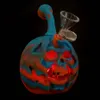 Hookahs pumpkin shape silcone skull head straight long type water pipes with glass bowl hookah bubbler