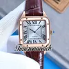 TWF SANTO MYOTA 8215 Automatyczna męska zegarek W2SA0017 Data białego wybierania dwa ton Rose Gold Case Black Leather Pasek 39,5 mm Zegarki TimeZoneWatch E270a3