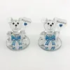 20 -stcs Het is een jongensbaby shower gunsten elegante kristallen teddybeer met blauwe bowknots met spiegelbasis perfect voor verjaardagscadeau pasgeboren doop souvenir