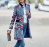 Women's Trench Coats 2022 Spring Autumn Overcoat Expert Nation Style Printing Long Sleeve Coat Women Basic Outerwear