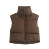 Gilets pour femmes manteau d'hiver femmes Style coréen manteaux matelassés gilet à bulles décontracté noir recadrée Streetwear Parka gilet vert Orange