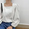 Blusas De Mujer blusa De Mujer telas personalizadas patrón oscuro flores amor encaje cuello cuadrado Tops Blusas De Mujer Top De manga larga 2022