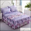 Sheets Sets 3Pcs Bedspreads Double Bed Sheet Skirt 2 Seater Fitted Er Linen Pillowcase Cotton Bedsheet Mattress Protector King Beddi Otmcu