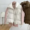 Tamanho M-2xl Versão coreana Cotton Cotton Culp Autumn Winter Women Stand Gollar Colar sem mangas Tampas femininas casuais