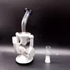 Silver Glass Water Bong Hookahs Oil Dab Rigs Recycler Heady Smoking Pipes Shisha,Easy to clean, thick base for glass bong