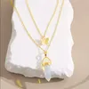 Neuer Stil Originalit￤t Anh￤nger Halsketten Kristall Schmetterling Anh￤nger Doppelschicht Halskette