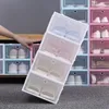 Verdicken Sie durchsichtigen Kunststoff-Schuhkarton Staubdichte Schuhe Aufbewahrungsabdeckung Flip Transparente Süßigkeit-Farben-stapelbare Schuh-Organizer-Boxen FY4405