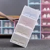 Thicken Clear Plastic Shoe Box Dustproof Shoes Storage Cover Flip Transparent Candy Color Stackable Shoes Organizer Boxes FY4405