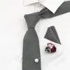 Pajaritas de Color sólido de 7cm, corbata de algodón, pajarita, broche de rosa, conjunto de pañuelo para hombre, esmoquin romántico para fiesta de boda, traje de regalo, accesorio de corbata