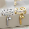 Clusterringen Vintage Ethnic Crystal Link -keten Zirkonia met spike hanger Golden/Silver Fingure Ring voor vrouwen die sieraden openen