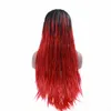 Parrucca frontale in pizzo con trecce lunghe a scatola di colore 1b/rosso Ombre bicolore per capelli sintetici resistenti al calore per donne nere Consegna rapida espressa